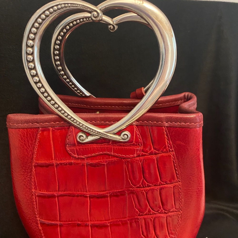 Brighton Corazon Heart Red Leather Croc Embossed Small Handbag. Never used.